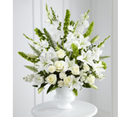 White Urn Floral Tribute
