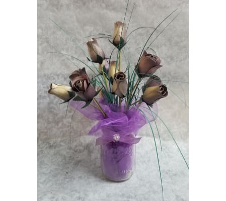 Purple wooden Rose arrangement