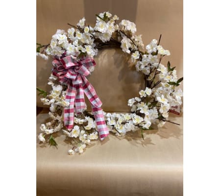 White Cherry Blossom Wreath