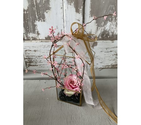 Gold Lantern Featuring Cherry Blossoms