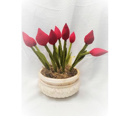 Fabric Tulips in a Pot