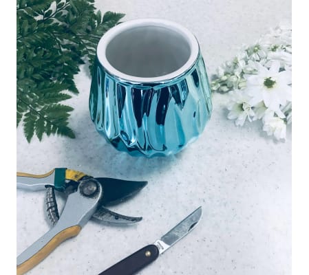 Custom Artist Design in Teal Mirrored Bubble Bowl