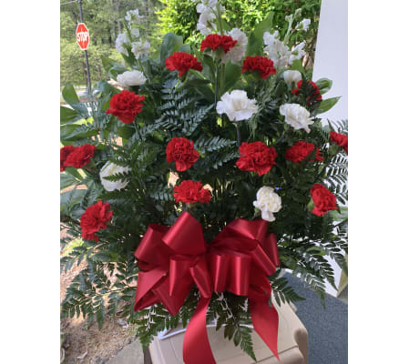 Sending love in Red and White Sympathy Basket