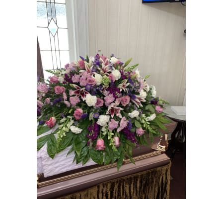 Pastel in Lavender and White Casket Spray