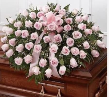 All Pink Rose Half Couch Casket Spray