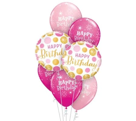 Happy Birthday Pink & Gold Dots