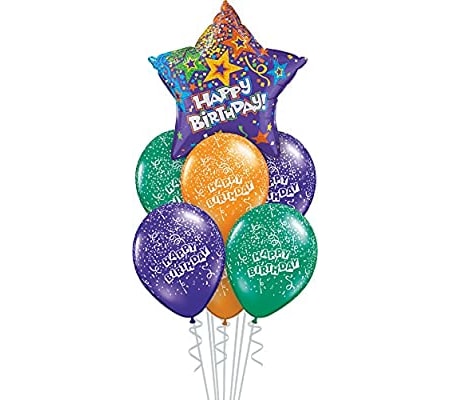 Purple Star Happy Birthday Balloon Bouquet