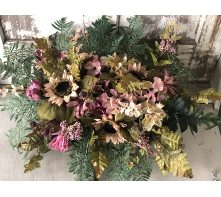 Mauve, Pink, and Creams with Lush Greenery