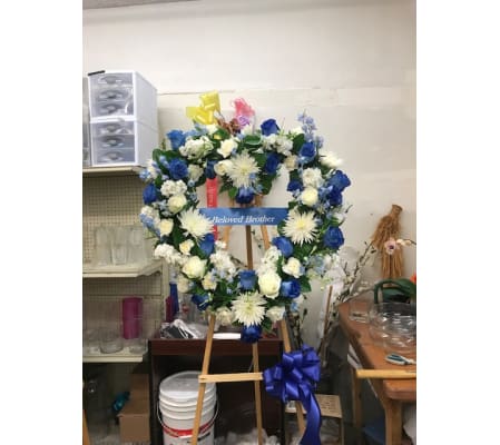 open 24in heart blue & white