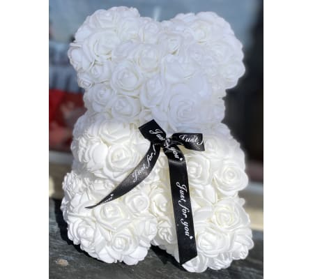Forever Rose Teddy In White