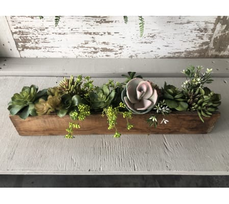 Vintage Box with Silk Succulents