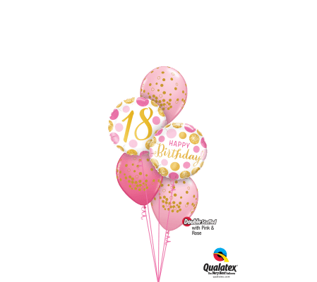 Pink 'N' Gold 18 Classic Confetti Balloon Bouquet