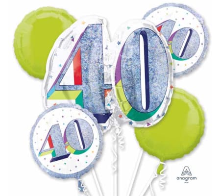 Here's To Your 40th Bday Super Fun Foil Balloon Bouquet