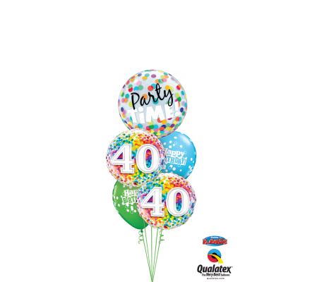 40th Birthday Time Party Time Cheerful Bubble Balloon Bouquet