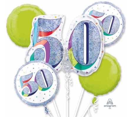 Here's To You 50th Birthday Super Fun Foil Balloon Bouquet