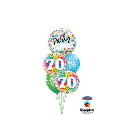 70th Birthday Time Party Time Cheerful Bubble Balloon Bouquet