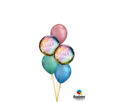 Colourful Chrome Birthday Classic Balloon Bouquet