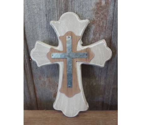 Cross - Whitewash with Metal