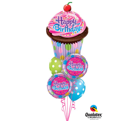 Sweet Cupcake Fun Cheerful Balloon Bouquet