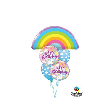 Birthday Rainbows and Unicorns Cheerful Balloon Bouquet