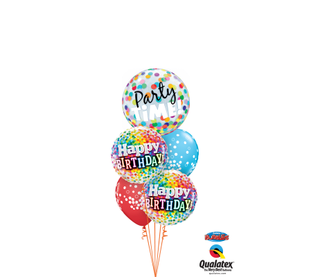 Birthday Time Party Time (White) Cheerful Bubble Balloon Bouquet