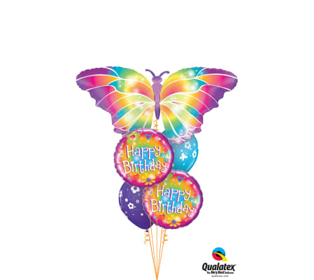 Luminous Butterfly Birthday Cheerful Balloon Bouquet