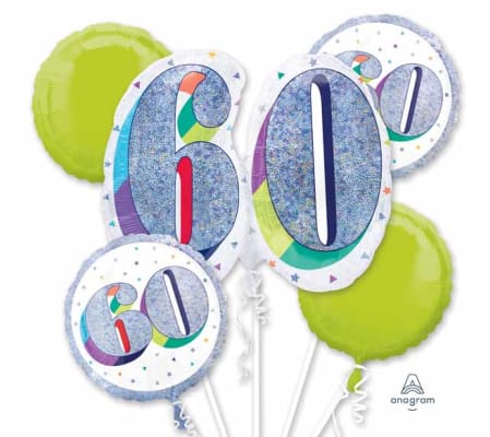 Here's To Your 60th Bday Super Fun Foil Balloon Bouquet