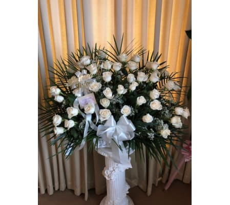 Wicker Basket of White Roses