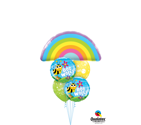 Rainbows, Bumble Bees and Flowers Cheerful Balloon Bouquet