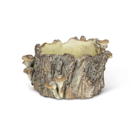 Round Log Planter with Mushrooms (lg)