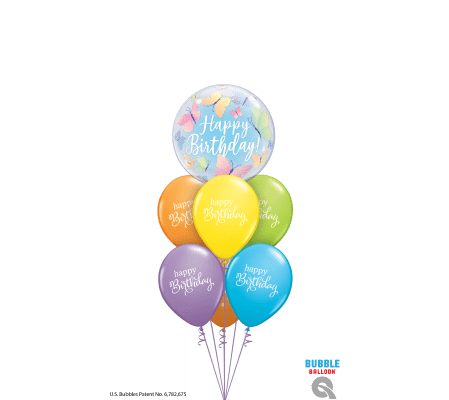 Birthday Butterflies & Best Wishes Bubble Balloon Bouquet
