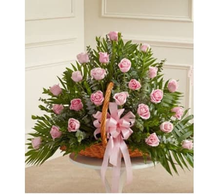 FIRESIDE BASKET PINK ROSES