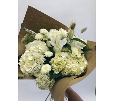 Seasonal White Hand-tied Bouquet