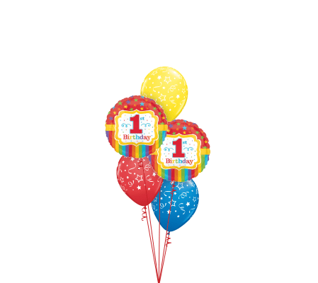Rainbow 1st Birthday Classic Balloon Bouquet