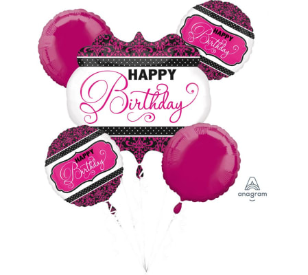 Pink, Black, White Balloon Bouquet