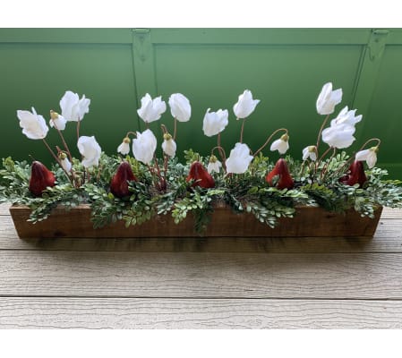 Red Pear / White Flower Centerpiece