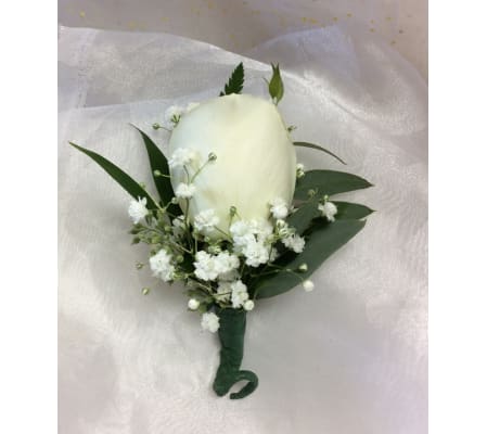 Bout 1 - White standard rose & babies breath (pick up only)