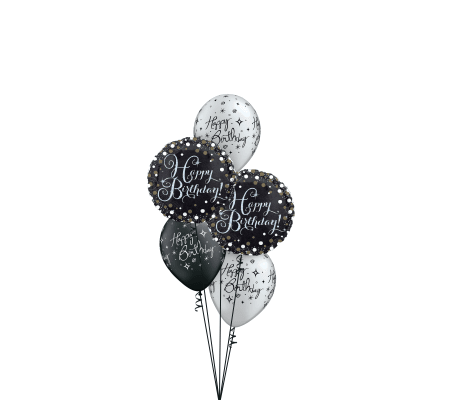 Black 'N' Silver Birthday Classic Balloon Bouquet