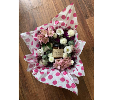 Box of Flowers + Candle