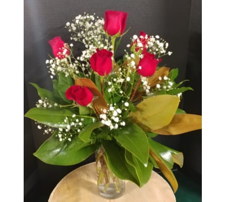 Six Red Roses in Magnolia