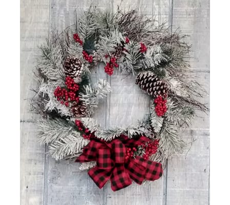 Frosty Christmas Pine Silk Wreath