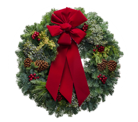 Fresh Tradiitional Wreath with Red Berries