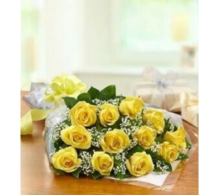 Dozen Yellow Roses Wrapped