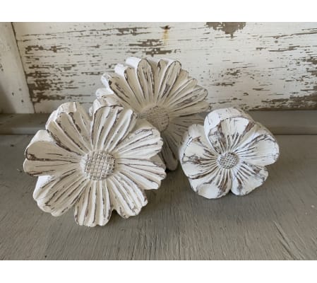 White Washed Wooden Flowers