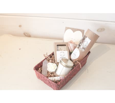 Local Basket with Small Vase arrangment