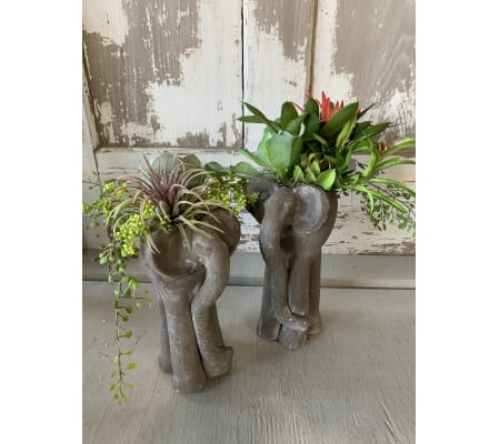 Elephant Planter with Silk Succulents