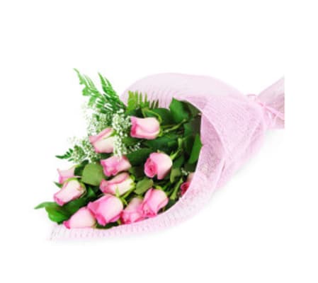 Long-Stemmed Pink Roses Wrapped