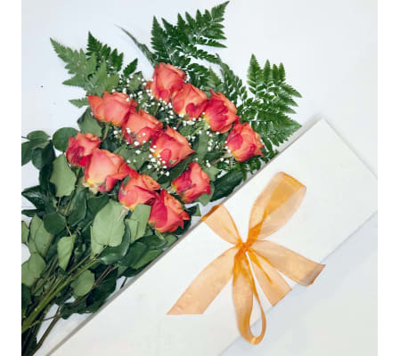 Dozen Boxed Orange Roses