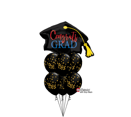 Congrats Grad! Black and Gold Awesome Balloon Bouquet