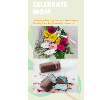 Wrapped Mini Gerberas & Bounty Bars (Vegan)